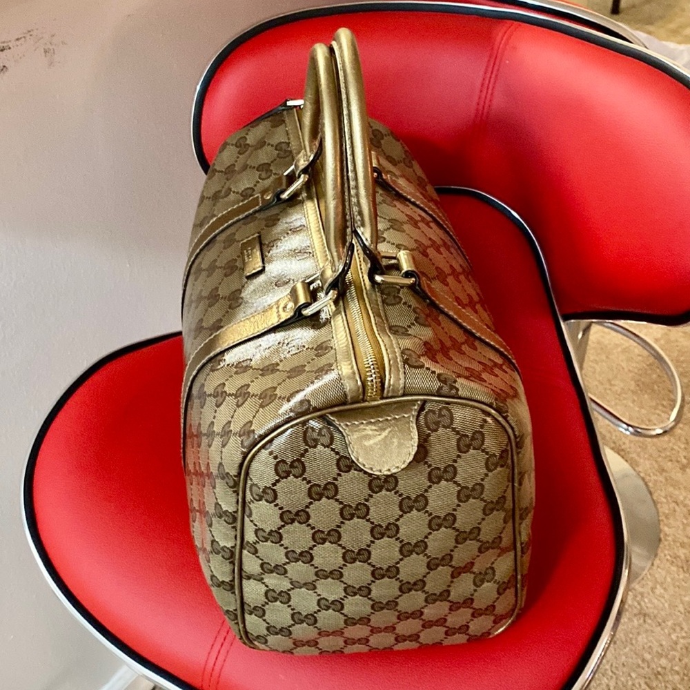 AUTHENTIC GUCCI BOSTON JOY PEWTER BROWN COATED BRONZE BAG - Picture 11 of 15